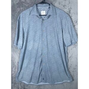 Johnnie-O Hangin Out Mens XL Blue Short Sleeve Button Down Performance Shirt
